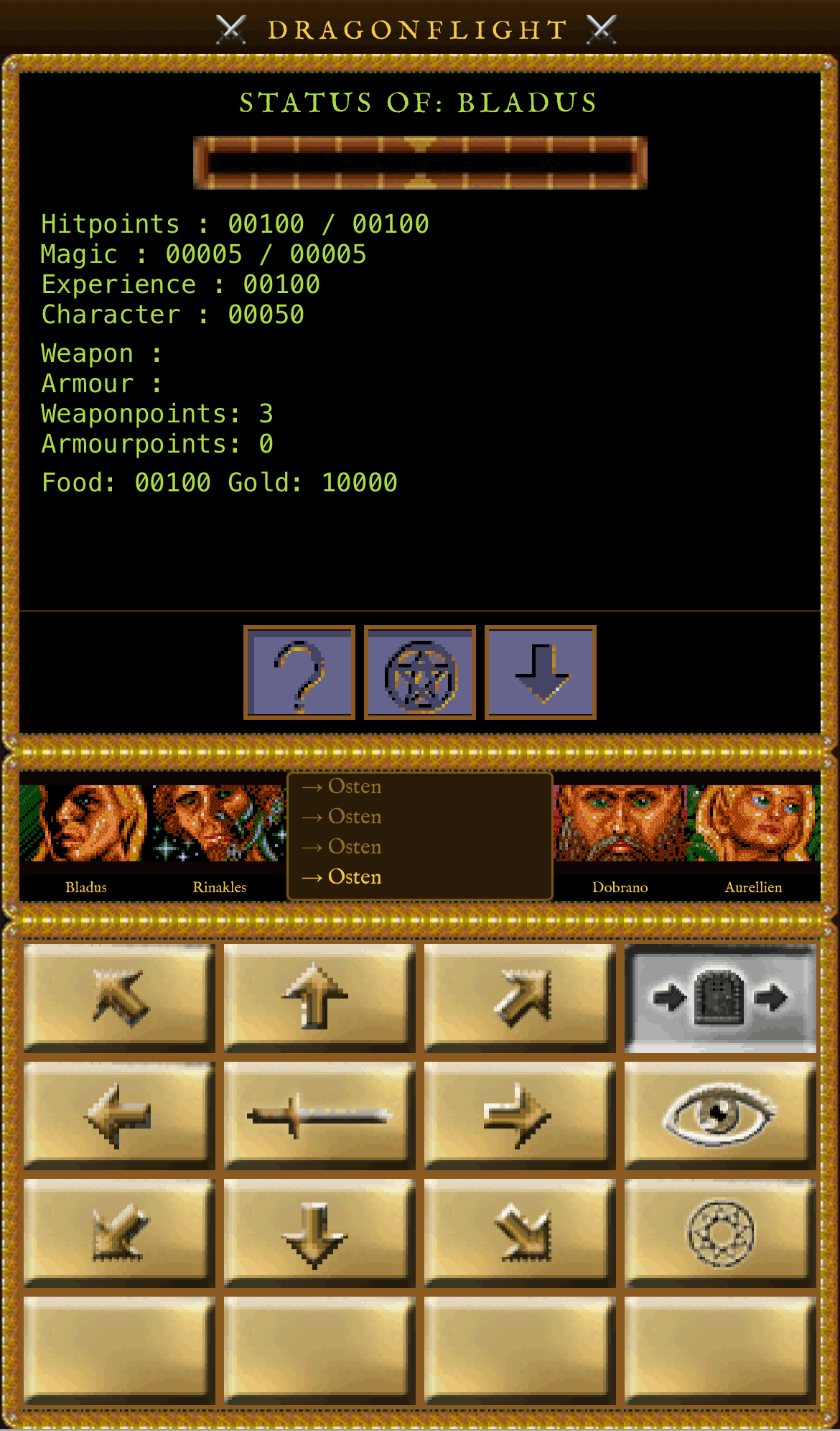 Charakter-Screen